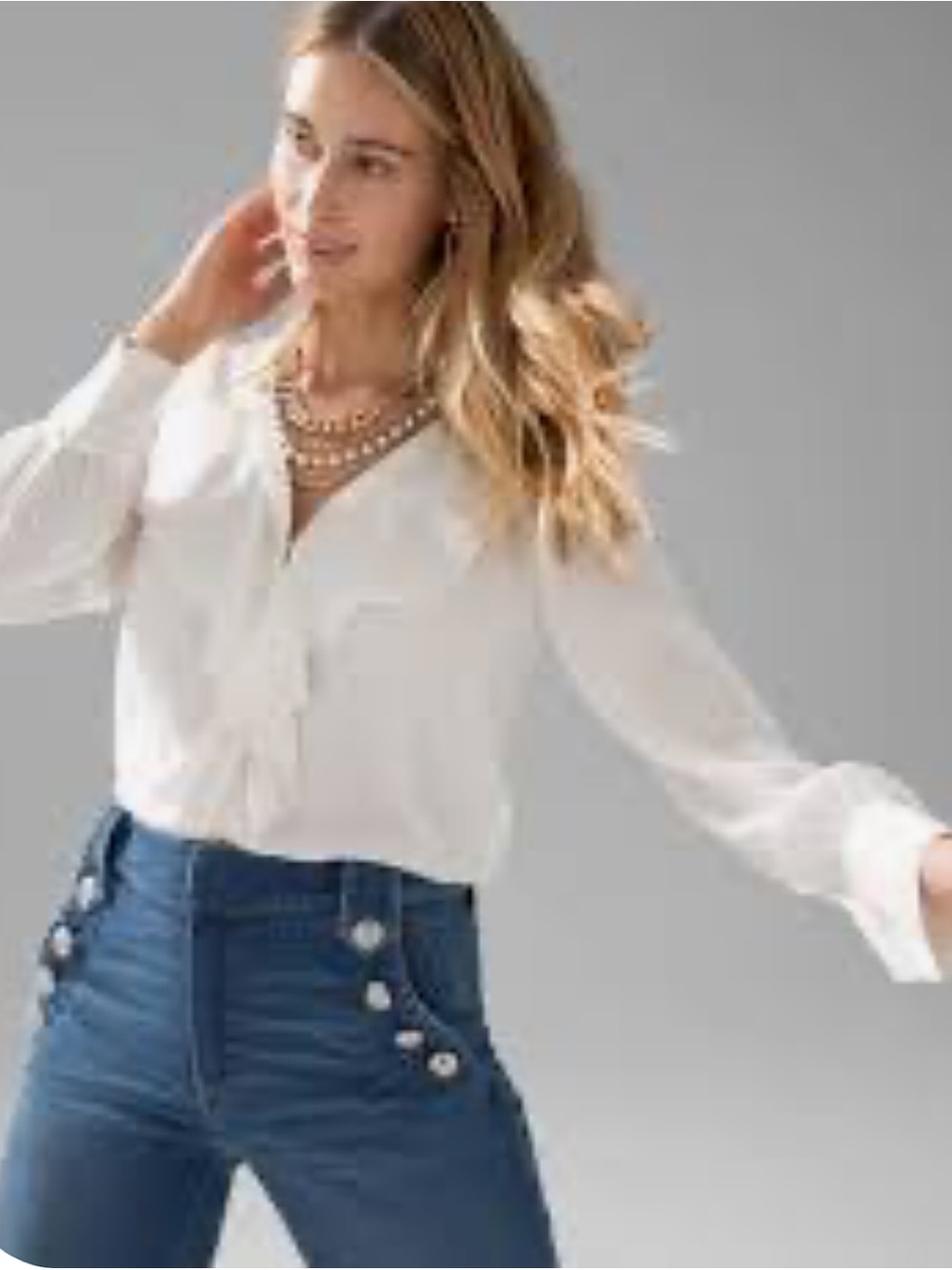 WHITE HOUSE BLACK MARKET ruffle front blouse ecru ivory -S-NWT!
